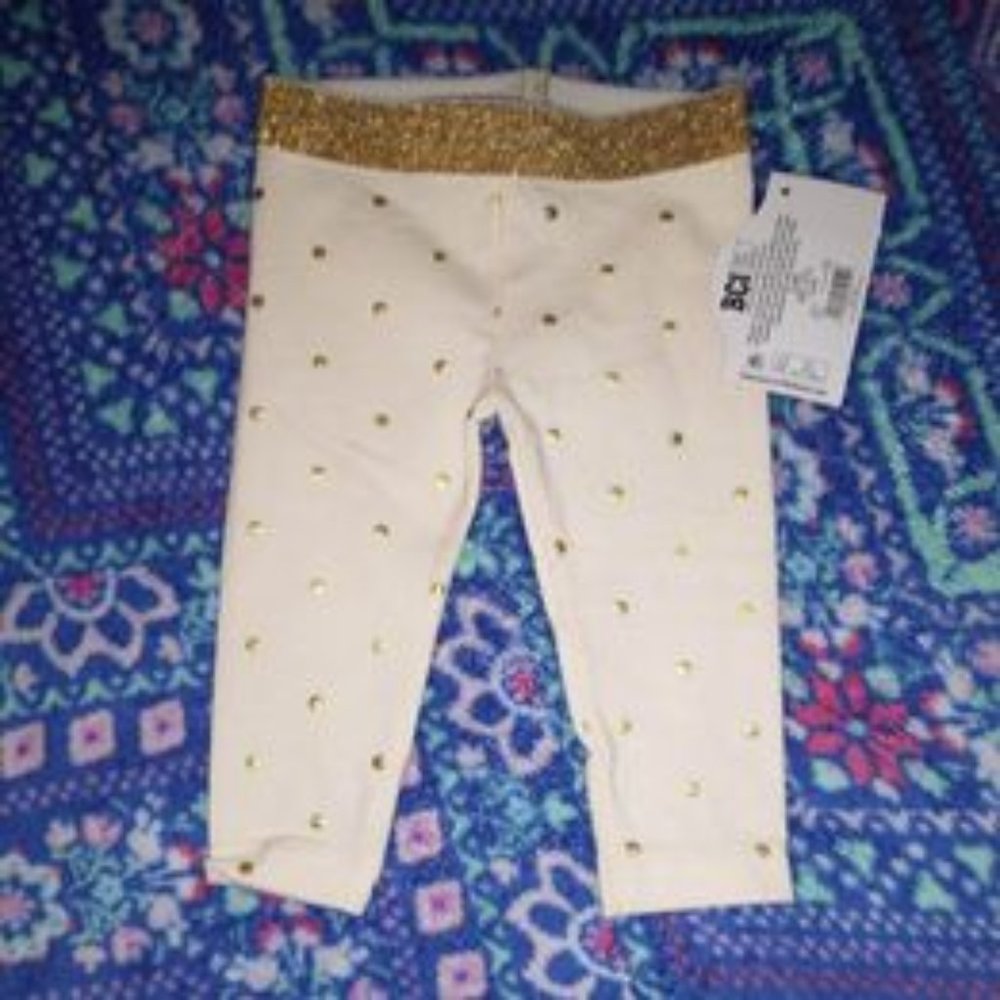 HOLIDAY TIME baby girl leggings cream gold 3-6 month k-212
